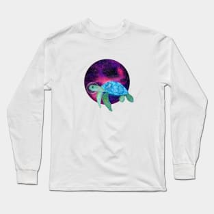 Cute space astronaut watercolor turtle illustration Long Sleeve T-Shirt